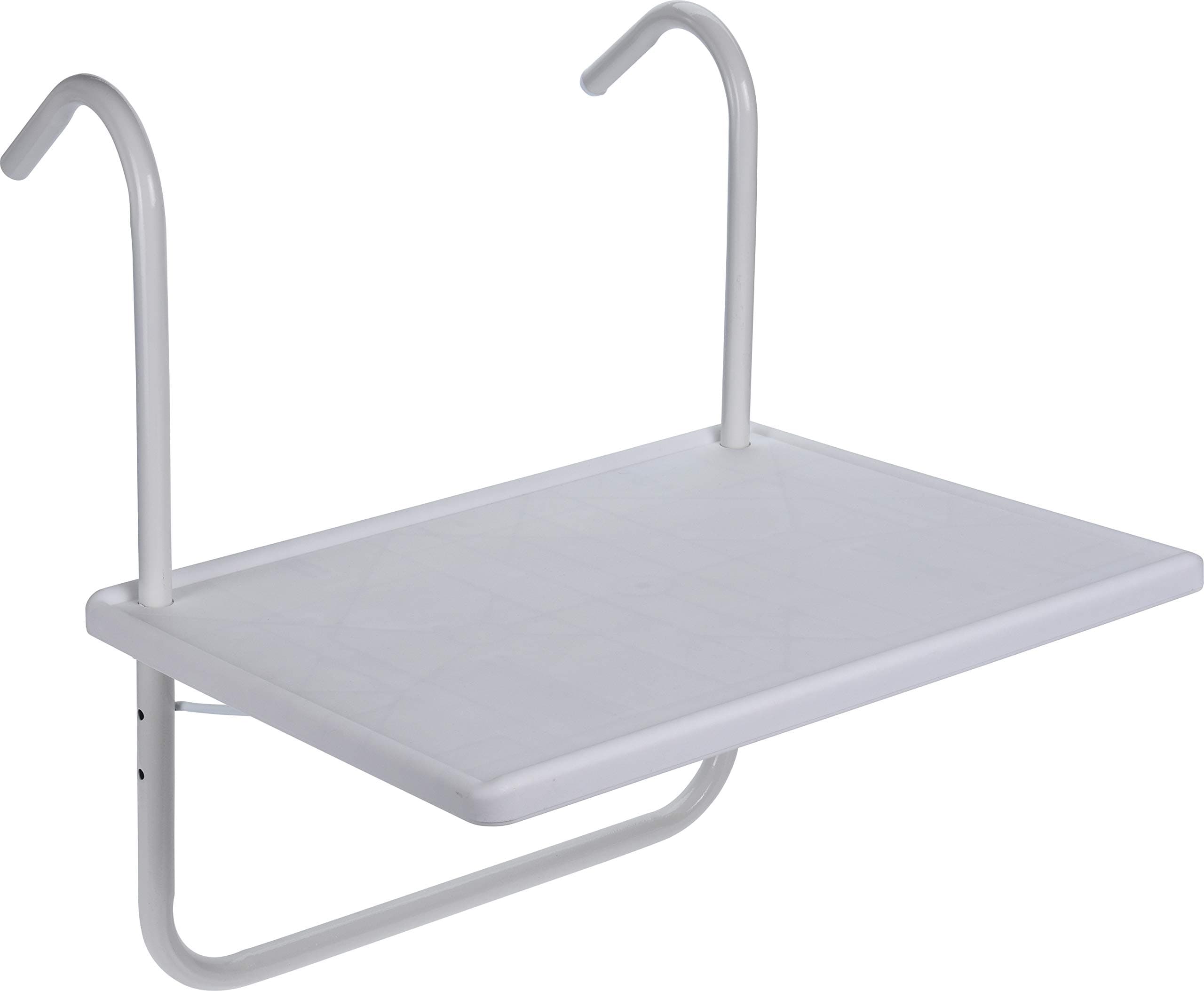 Hibuy Folding Balcony Table Height Adjustable Folding Table Table Top Width 53 x Depth 40 cm White