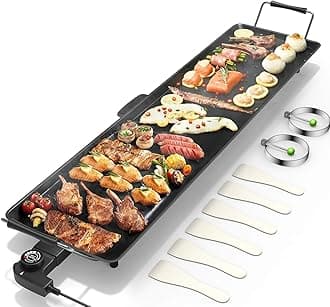Costzon 35" Electric Teppanyaki Table Top Grill Griddle BBQ Barbecue Nonstick Extra Large Griddle Electric for Camping Indoor Outdoor with Adjustable Temperature