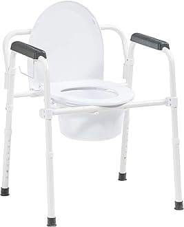 Drive Medical Bedside Commode Chair with Toilet Paper Holder & Commode Liner Sample, 18 x 22.5 x 35 Inch, White