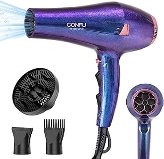 CONFU Hair Dryer Pro, Professional Ionic Salon Blow Dryer with Diffuser for Women and Men, 5X Fast Drying, Powerful and Quiet Hair Blow Dryer for Fast & Easy Styling (1875 Watts)