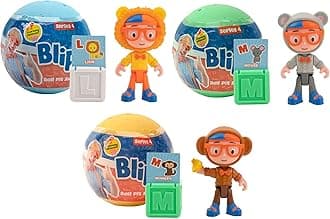 Blippi Ball Pit Surprise 3 Pack Bundle Learn Animals and Letters Toy Figures for Children and Toddlers, Exclusive Figures Dressed as Dog, Shark, Iguana, and More