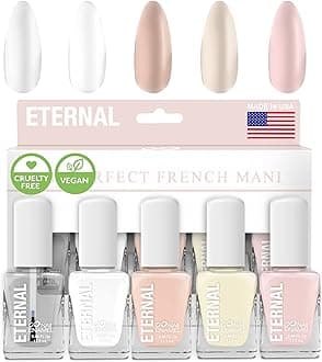 Eternal White French Nail Polish Set (ET VOILA) - Clear Nail Polish Set for Girls - Lasting & Quick Dry Pastel Nail Polish Set for Women for Home DIY Mani Pedi - Made in USA, 13.5mL (Set of 5)