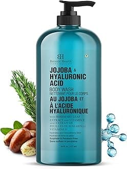 Botanic HearthJojoba & Hyaluronic Acid Body Wash | Shower Gel -16 fl oz with Sea Butter & Sweet Almond Oil | Moisturizing Body Wash Shower Gel for Softer, Smoother Skin | for Women & Men