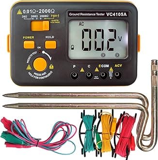 Vc4105A Earth Resistance Tester Digital Grounding Metre 20/200/2000O Ground 750V Ac Voltage Measure Backlight Lcd Display Data Hold