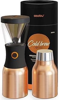 asobu Cold Brew Coffee Maker, Award-Winning 40oz Insulated Cold Brew Brewer with Portable Stainless Steel Carafe – No.1 Europe Coffee Fest Winner, Leakproof, BPA-Free, Keeps Cold 24H