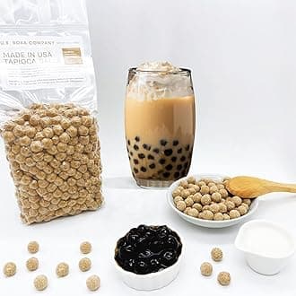 US Boba Co Unsweetened Tapioca Pearl, Easy to Cook, Tapioca Boba Balls for Tea Milk, Coffee & Dessert Topping, Fresh Made in USA, Brown Sugar Flavor, 1 Pound (Pack of 6)