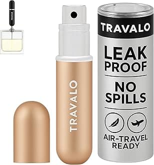 Travalo Classic HD Perfume Atomizer | Genie-S TSA Approved Travel Perfume Bottle Refillable | Reusable Airtight Easy-Fill Mini Pump Sprayer | Lightweight Elegant Design w/Volume Window | Gold 0.17oz