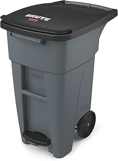 Rubbermaid (Step On, 32G, Gray) - Commercial Products BRUTE Rollout Step On Trash/Garbage Can, 121.1l, Grey (1971944)