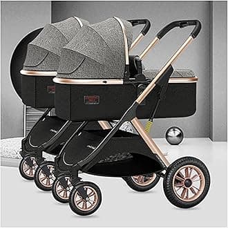 Twin Pushchair Stroller Double Infant Stroller,Baby Stroller Twins-Cozy Compact Twin Stroller,Twin Baby Pram Stroller,Double Seat Tandem Stroller with Tandem Seating (Color : Gray)