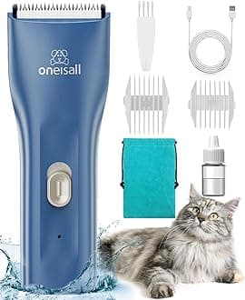 Pet Clipper for Cat Matted Hair, Pet Shaver for Cats Quiet Pet Clippers Waterproof Cordless Cat Clippers for Matted Hair Long Hair with Storage Bag (Blue)