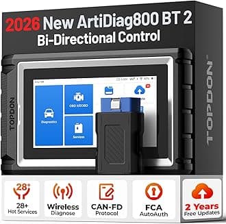 TOPDON AD800BT 2 OBD2 Scanner, 2026 Bidirectional Scan Tool, Function as AD900 Lite AD Pro, All System Automotive Diagnostic Scanner, Active Test, 28+ Reset Service, FCA Autoauth, 2 Years Free Update