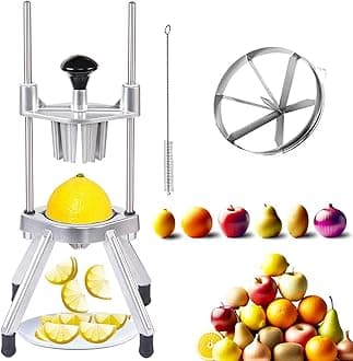 Commercial Lemon Cutter with V-Shaped 420 Stainless Steel Blades 6-Section Vegetable Machine Commercial Vegetable Chopper Dicer Lemon Cutter for Fruit Lemon Orange with One Brush Cleaner Included