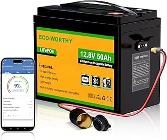 ECO-WORTHY 12V 50Ah LiFePO4 Lithium Battery with XT60 Interface, Bluetooth 5.0, Low Temp Protection, Connects to Power Inverter for Camping, Road Trips,Trolling Motors