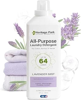 Heritage Park Luxury Laundry Detergent | Dermatologist Tested Plant based Natural & Enzyme Laundry Detergent | Sensitive Skin Friendly - Lavender Mist (32 fl oz)
