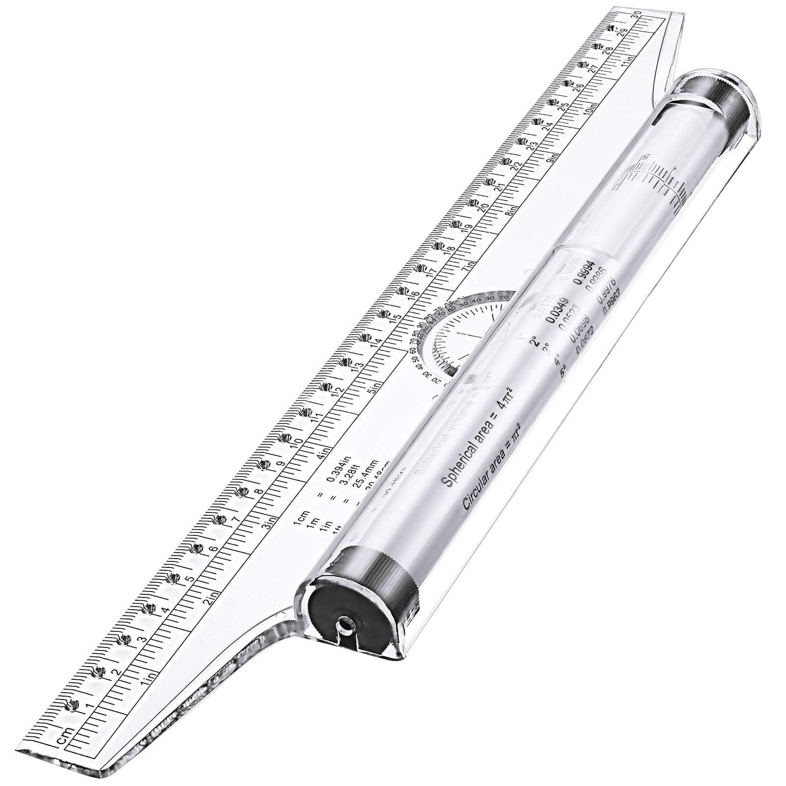 Frienda Rolling Ruler Plastic Parallel Rolling Ruler, Multifunctional Drawing Design for Measuring Drafting Office, 12 Inch
