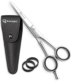 Ruvanti Hair Cutting Scissors - Professional Barber Shears for Salon & Home Use, Sharp Stainless Steel Hair Scissors with Ergonomic Grip, 6.5 Inch Right Handed