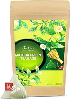 Matcha Green Tea Bags, Classic Premium Japanese Matcha + Sencha Green Tea, Super Antioxidant, Zero Calories, Caffeinated, 100 Count