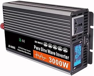 Pure Sine Wave Inverter 12V to 220V 3000W-6000W Peak Power Converter DC to AC with LCD Display, for Car Boat Truck RV Solar Power,3000W-12Vto220V