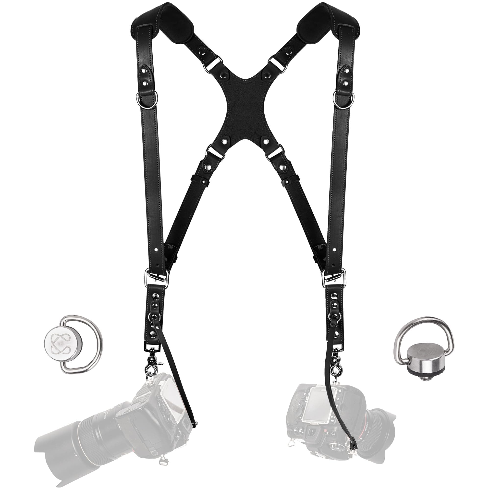 C Coiro Dual Camera Strap with Double Leather Strap and Adjustable Shoulder Strap