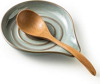 LAUCHUH Spoon Rest, 5" Large Spoon Holder for Stove Top Ceramic Spoon Rest Heat-Resistant Spatula Rest for Kitchen Utensils, Ladle, Coffee Spoons, Cooking Spoons, Spatula, Tongs, Unique Gray