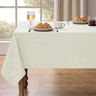Extra Long Rectangle Linen Farmhouse Tablecloth for 10ft Table,Dirty-repel Easy to Clean Banquet Burlap Tablecloths for Dining& Kitchen Table(Oblong, 60 x 144 Inch (12-14 Seats), Light Grey)