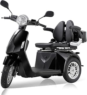 800W Heavy Duty 3 Wheel Mobility Scooters Weight Capacity of 330lbs, Powered Mobility Scooters for Adults & Seniors, 3-Speed All Terrain Mobility Scooter with Adjustable Seat Backrest & Height, Black
