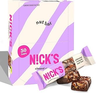 - N!CK'S Almond Crunch Keto Nut Bar, No Added Sugar, 3g Net Carbs, 5g Protein, 180 Calories, Vegan Chocolate, Keto Candy, Gluten Free, Low Carb Snack, Bulk 30 Pack, (pack of 30) 40.0 grams