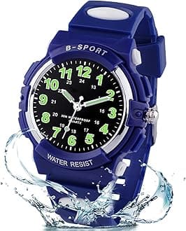 Kids Watch for Boys Girls Ages 4-15, Analog Quartz Watch with Soft TPU Band，30M Waterproof Outdoor Sports Watches，Learning Time Children Teenager Watches