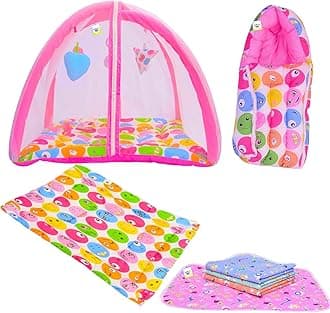 Baby Bed New Born Baby Bedding Set | Baby Carry Bag | Play Gym | Carry Bag | Baby Bed | Mattress |Mosquito Net | Sheets (0-6 Months) (4PCS Set)