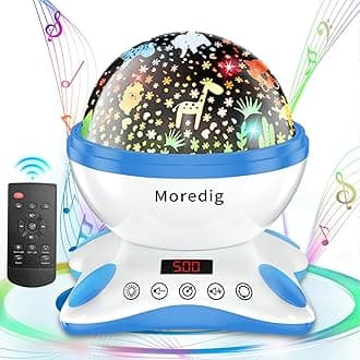 Moredig Kids Night Light Projector, Remote Baby Night Lights for Kids Room with 12 Music Nursery Night Light Projector for Kids Timer 2 Projections 18 Light Modes, Gifts for Baby Kids-Blue