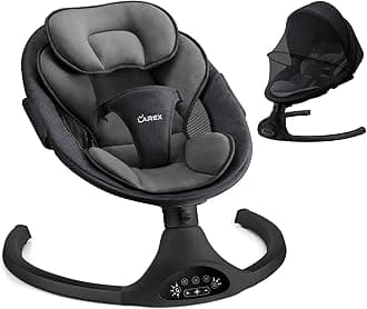 LarexBaby Swing Infant Swing Electric Toddler Baby Rocker Portable for Newborn Boy Girl, 5 Sway Speeds with Remote Control, 10 Preset Melodies and Bluetooth, 0-6 Months Max 20 Lbs