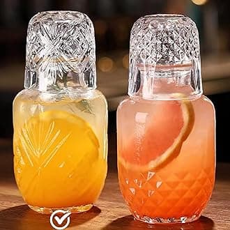 Mfacoy Bedside Water Carafe and Glass Set - 16 OZ Pitcher & 5 OZ Cup, Crystal Night Carafe With Tumbler for Bedroom (2-Piece)