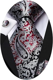 Hi-Tie Paisley Floral Ties Set for Men Silk Mens Stripes Necktie Pocket Square Cufflinks Set Formal Business