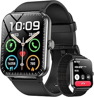 Blackview 2026 Smart Watch (Answer/Make Calls), Fitness Watch for Men and Women with Heart Rate/SpO2/Sleep Monitor/2 Straps, 100+ Sports Modes, IP68 Waterproof Activity Tracker for Android/iPhone