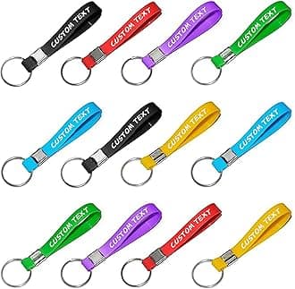 50 Personalized Silicone Keychains for Backpack Key Cellphone, Custom Silicone Keyrings CustomText/Icon for Adults