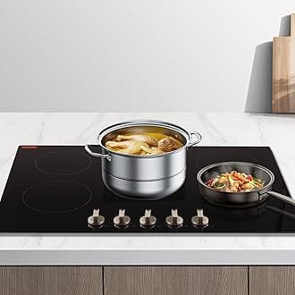 SK-92IHA36CK04 9200W Electric Countertop Burner Knob Control Stove, Built-in Induction Cooktop with 12 Temperature Settings, Glass Surface, Auto Shut-Off, 36in 5 Burners/220V, Black