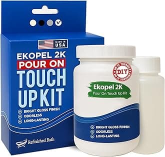 Ekopel Bathtub Refinishing Kit - Made in The USA - Odorless Tub and Tile Reglazing - Most Durable Never Peel Tub Paint Coating - Pour On Touch Up Size