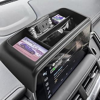 RUNROAD Dashboard Storage Organizer Tray Compatible with 2021-2024 Yukon/Suburban/Tahoe Accessories, Dash Board Storage Tray Dash Mounted Container Box Behind Screen, Black