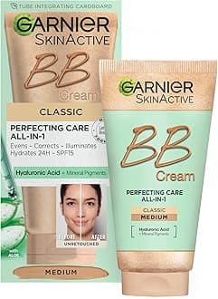 Garnier SkinActive Classic Perfecting All-in-1 BB Cream, Shade Classic Medium, Tinted Moisturiser SPF 15, Brightens and Evens Skin, With Hyaluronic Acid, Aloe & Mineral Pigments, 50 ml , Pack of 1