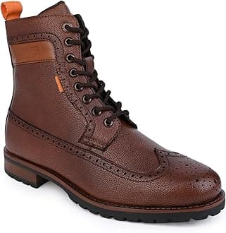 ALBERTO TORRESI Men's Synthetic Lace-Up Ankle Boots with Zip Closure - Stylish and Durable Boots for Men, Trendy Lace-Up Design, Zipper Closure, Perfect for Casual or Formal Occasions