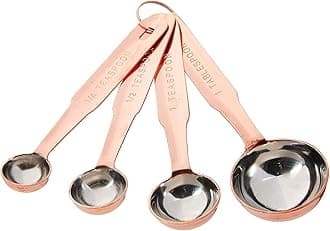 Creative Co-op DA9823 Set of 4 Stainless Steel Measuring Spoons in Copper Finish