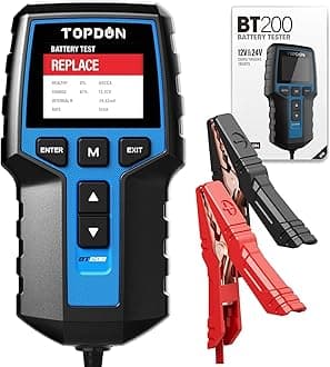 Topdon 12V and 24 V Car Battery Tester, Black, BT200