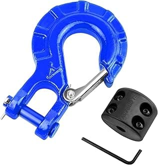AUTOBOTS Upgrade Heavy Duty Winch Hook Forged Steel 3/8" Grade 70 Safety Latch Winch Cable Hook Stopper & Clevis Slip Winch Hook Sets, Max 35,000 lbs, Blue