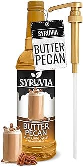 Syruvia Coffee Syrup, Butter Pecan Flavored Syrup for Drinks, Lattes, and Desserts – 25.4 fl oz, With Pump