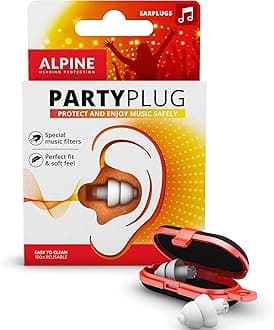 Alpine PartyPlug Concert Ear Plugs - Noise Reduction Ear Plugs for Party, Concert, Festival and Music - 19dB - 1 Pair Reusable Soft White Earplugs