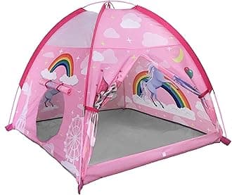Kids Play Tent 48”x48”x42” Pink Unicorn Princess Playhouse Tent for Kids Indoor Outdoor Children Dome Tent for Girls Boys Camping Playground Perfect Kid’s Gift