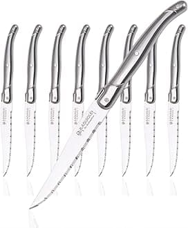 Steak knives Serrated Edge Sharp Light Premium Dishwasher Safe Stainless Steel knife set of 8 Silverware with Gift Box