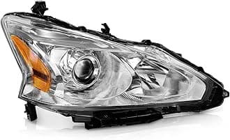WEELMOTO for 2013 2014 2015 Nissan Altima Sedan headlights, Headlight Assembly Replacement for 13-15 Nissan Altima, Chrome Housing Amber Reflector Right Passenger Side (DOES NOT FIT XENON/HID)