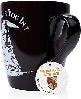 WOW! STUFF Harry Potter Sorting Hat Mug - Gryffindor | Heat Age 14+ Reveals The Hidden Hogwarts House | Thermal Pattern Change, Black
