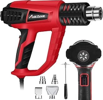 1500W Heat Gun with Variable Speed, Hot Air Gun 122℉-1022℉, 3-Temp Settings, Five Nozzle Attachments for Crafts, Tube Bending, Stripping Paint